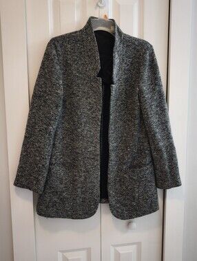 Soft Surroundings Textured Open Front Jacket/Blazer in Black and Gray